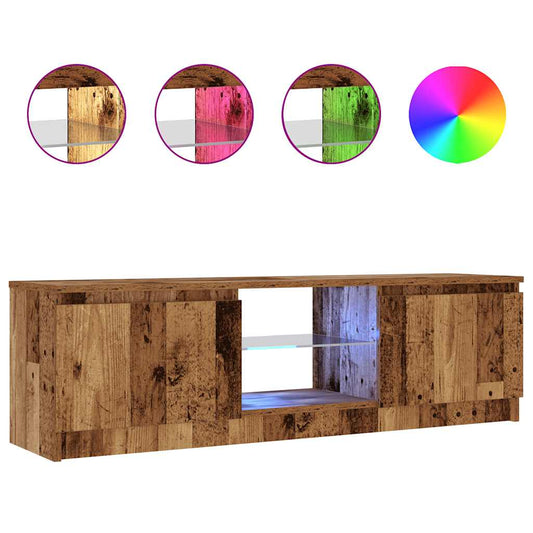 TV Cabinet with LED Lights Old Wood 120x30x36 cm Engineered Wood TV Cabinet with LED Lights Old Wood 120x30x36 cm Engineered Wood