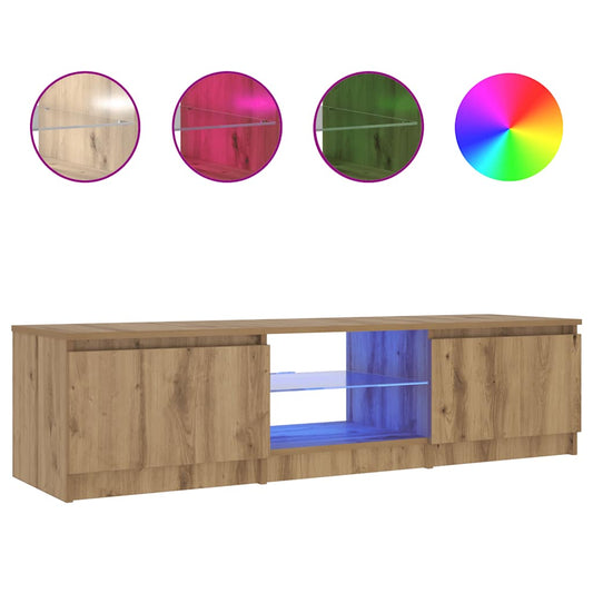 TV Cabinet with LED Lights Artisan Oak 140x40x36 cm TV Cabinet with LED Lights Artisan Oak 140x40x36 cm