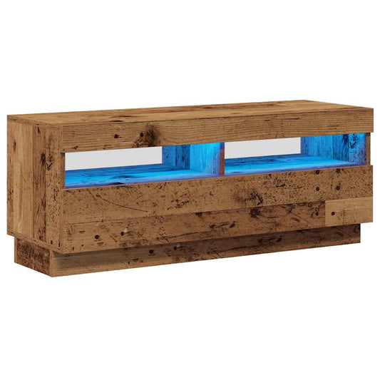 TV Cabinet with LED Lights Old Wood 100x35x40 cm Engineered Wood TV Cabinet with LED Lights Old Wood 100x35x40 cm Engineered Wood