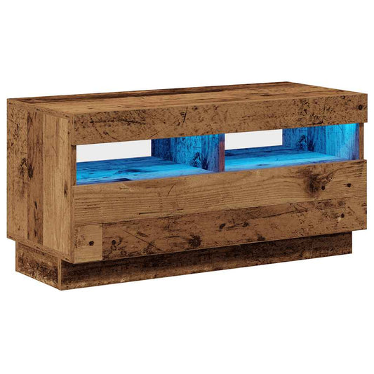 TV Cabinet with LED Lights Old Wood 80x35x40 cm Engineered Wood TV Cabinet with LED Lights Old Wood 80x35x40 cm Engineered Wood