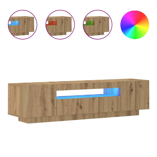 TV Cabinet with LED Lights Artisian Oak 160x35x40 cm TV Cabinet with LED Lights Artisian Oak 160x35x40 cm