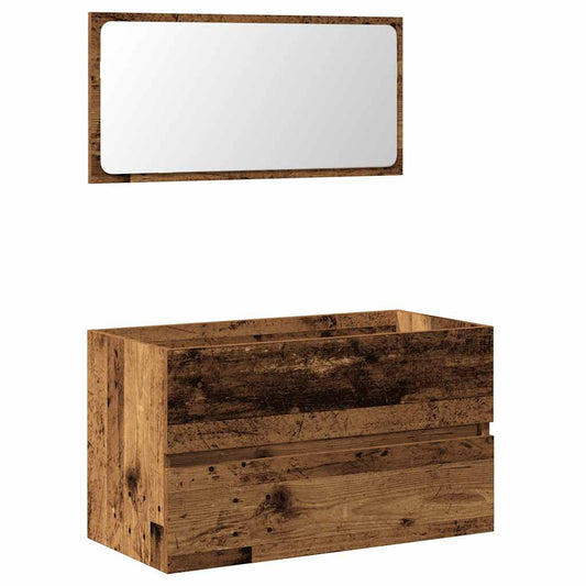 Bathroom Cabinet with Mirror Old Wood Engineered Wood Bathroom Cabinet with Mirror Old Wood Engineered Wood