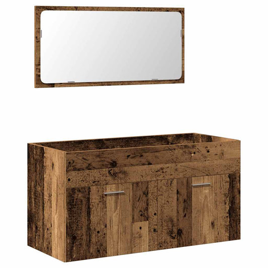 Bathroom Cabinet with Mirror Old Wood Engineered Wood Bathroom Cabinet with Mirror Old Wood Engineered Wood