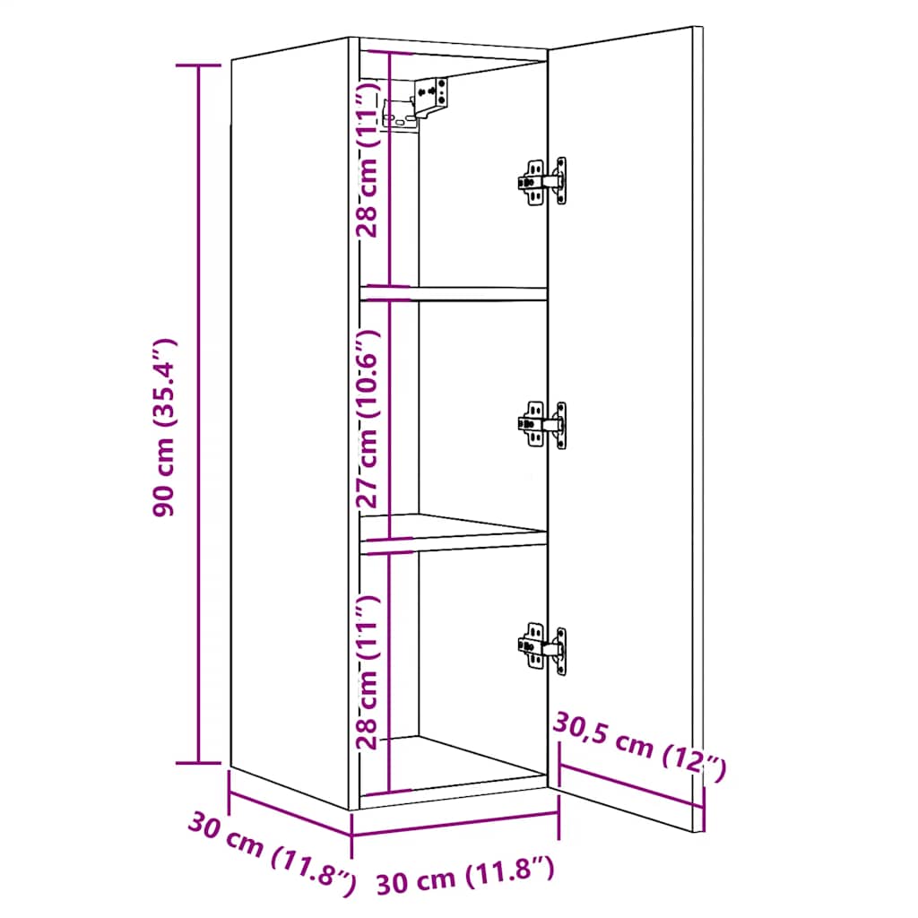 2 Piece TV Cabinet Set Old Wood 30,5x30x90 cm Engineered Wood