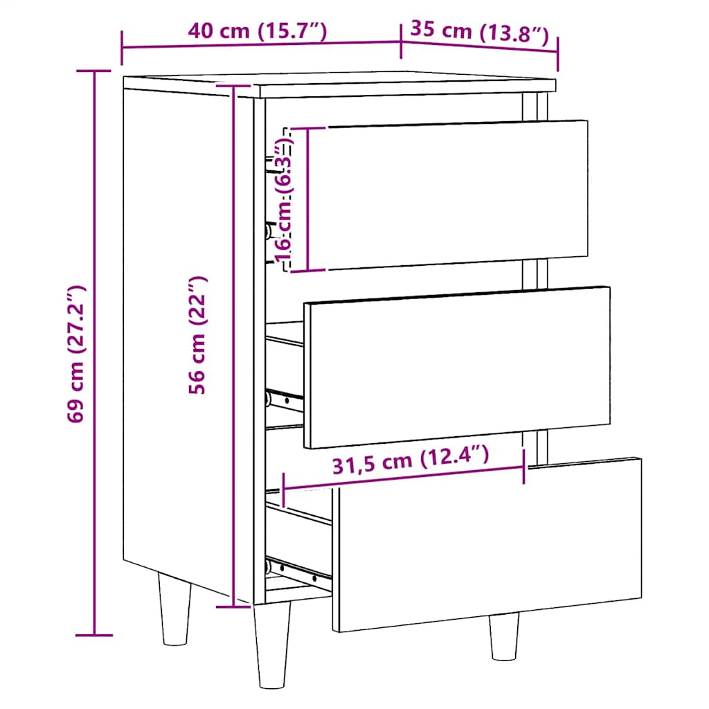Bedside Cabinet Artisan Oak 40x35x69 cm Engineered Wood