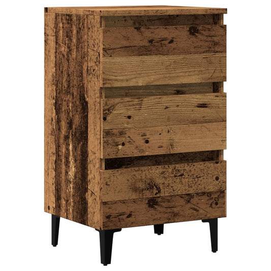 Bed Cabinet with Metal Legs Old Wood 40x35x69 cm Bed Cabinet with Metal Legs Old Wood 40x35x69 cm
