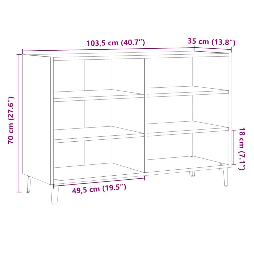 Sideboard Artisan Oak 103,5x35x70 cm Engineered Wood
