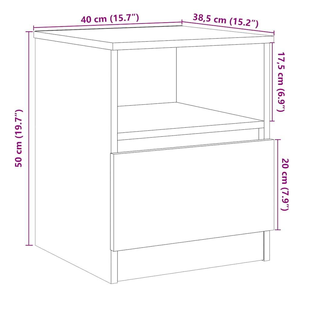 Bedside Cabinets 2 pcs Artisan Oak 40x40x50 cm Engineered Wood