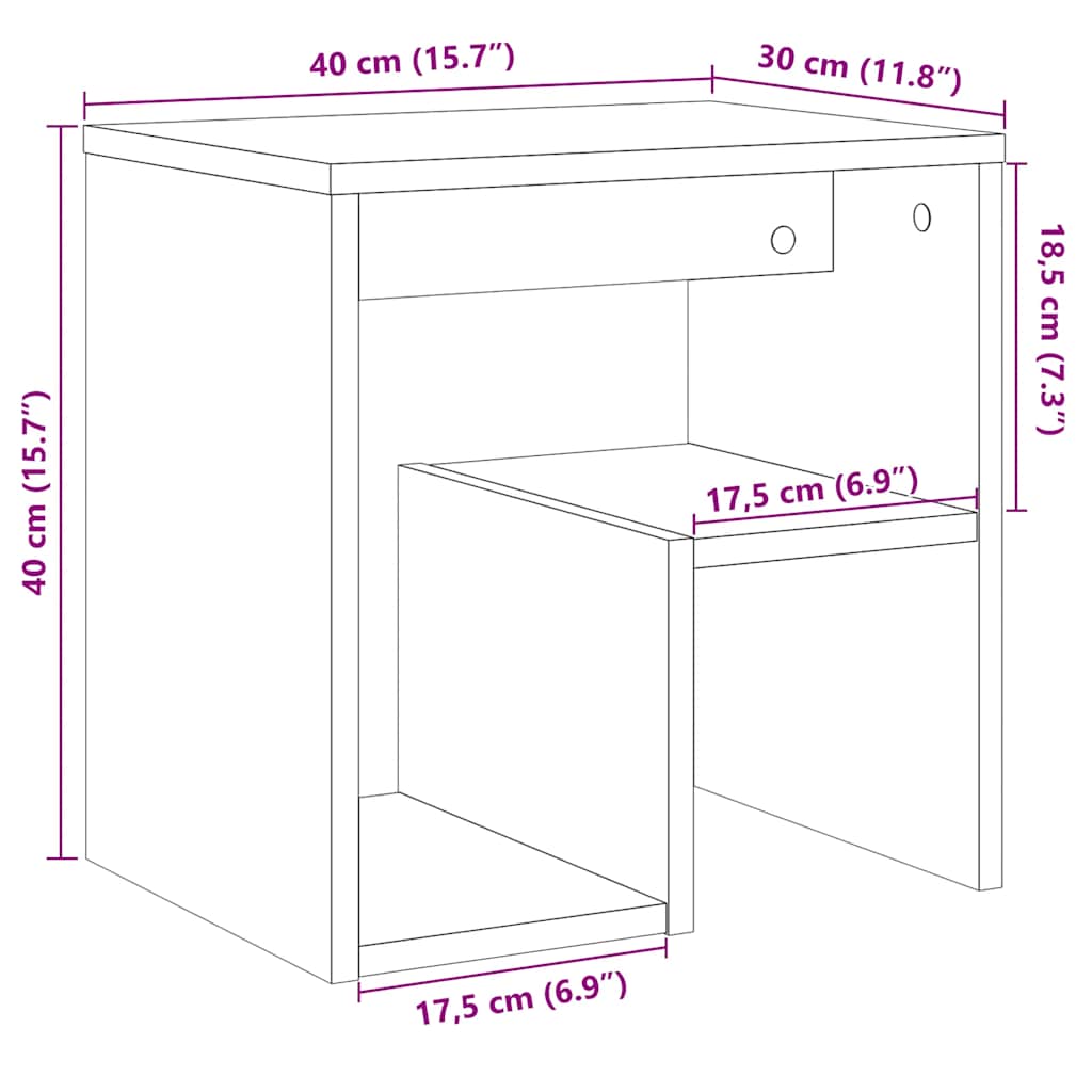 Bedside Cabinet Old Wood 40x30x40 cm Engineered Wood