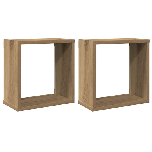 Wall Cube Shelves 2 pcs Artisan Oak 30x15x30 cm Engineered Wood Wall Cube Shelves 2 pcs Artisan Oak 30x15x30 cm Engineered Wood