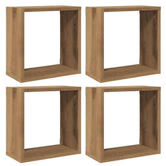 Wall Cube Shelves 4 pcs Artisan Oak 30x15x30 cm Engineered Wood Wall Cube Shelves 4 pcs Artisan Oak 30x15x30 cm Engineered Wood