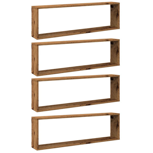 Wall Cube Shelves 4 pcs Old Wood 100x15x30 cm Engineered Wood Wall Cube Shelves 4 pcs Old Wood 100x15x30 cm Engineered Wood