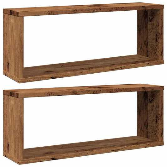 Wall Cube Shelves 2 pcs Old Wood 60x15x23 cm Engineered Wood Wall Cube Shelves 2 pcs Old Wood 60x15x23 cm Engineered Wood