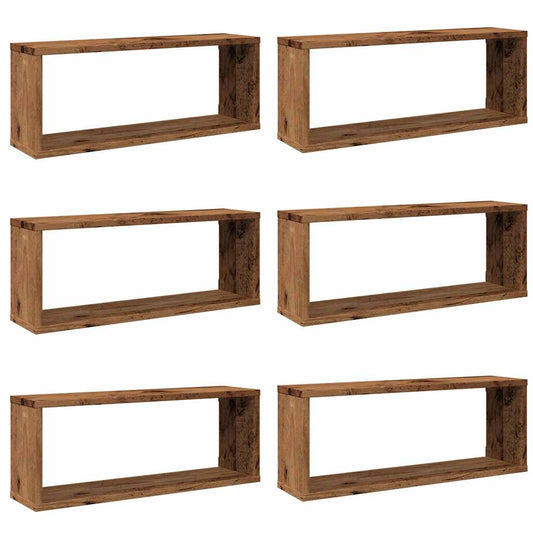 Wall Cube Shelves 6 pcs Old Wood 60x15x23 cm Engineered Wood Wall Cube Shelves 6 pcs Old Wood 60x15x23 cm Engineered Wood