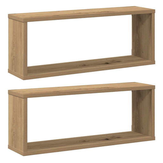 Wall Cube Shelves 2 pcs Artisan Oak 60x15x23 cm Engineered Wood Wall Cube Shelves 2 pcs Artisan Oak 60x15x23 cm Engineered Wood