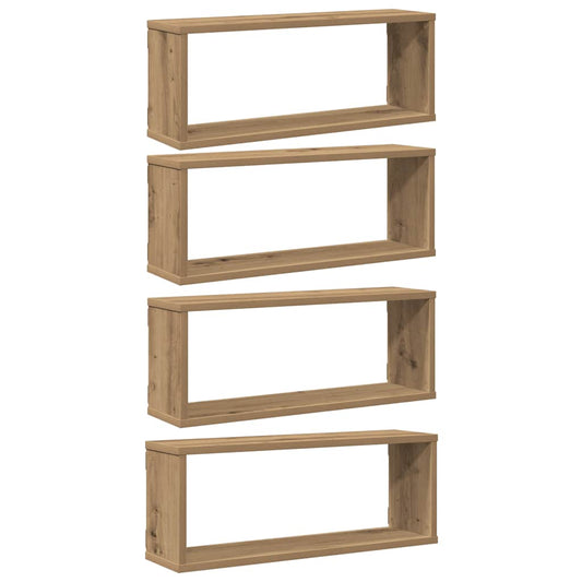 Wall Cube Shelves 4 pcs Artisan Oak 60x15x23 cm Engineered Wood Wall Cube Shelves 4 pcs Artisan Oak 60x15x23 cm Engineered Wood