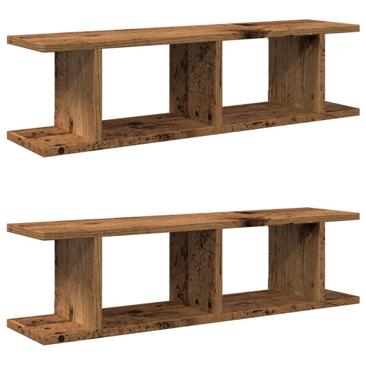 Wall Shelves 2 pcs Old Wood 75x18x20 cm Engineered Wood Wall Shelves 2 pcs Old Wood 75x18x20 cm Engineered Wood