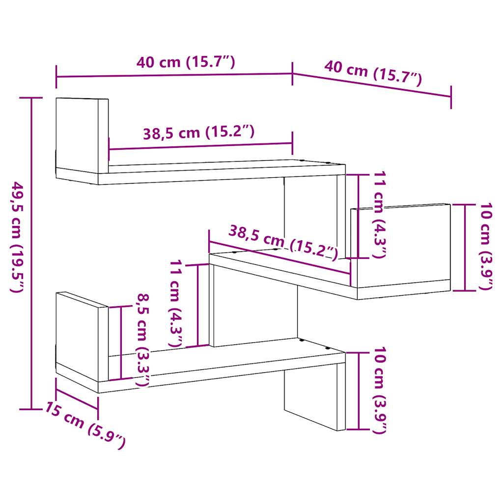 Wall Shelf Wall-Mounted Old Wood 40 x 40 x 49.5 cm
