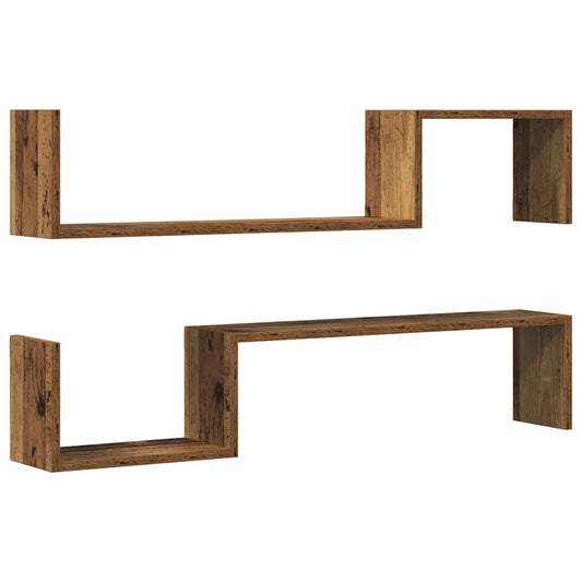 Wall Shelves 2 pcs Old Wood 100x15x20 cm Engineered Wood Wall Shelves 2 pcs Old Wood 100x15x20 cm Engineered Wood
