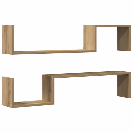 Wall Shelves 2 pcs Artisan Oak 100x15x20 cm Engineered Wood Wall Shelves 2 pcs Artisan Oak 100x15x20 cm Engineered Wood
