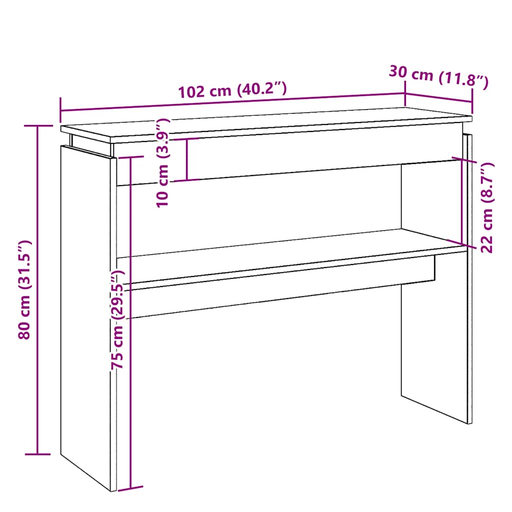 Console Table Old Wood 102x30x80 cm Engineered Wood