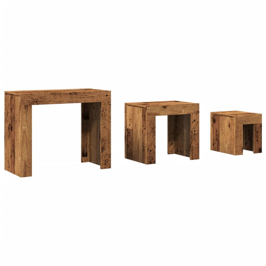 Nesting Coffee Tables 3 pcs Old Wood Engineered Wood Nesting Coffee Tables 3 pcs Old Wood Engineered Wood