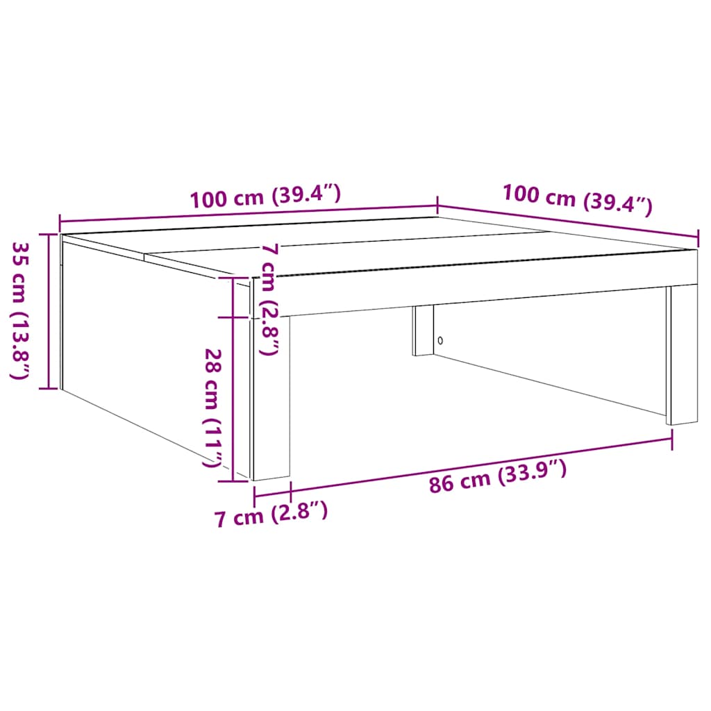 Coffee Table Artisan Oak 100x100x35 cm Engineered Wood