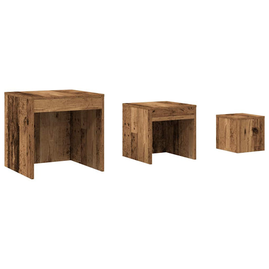 Nesting Tables 3 pcs Old Wood Engineered Wood Nesting Tables 3 pcs Old Wood Engineered Wood