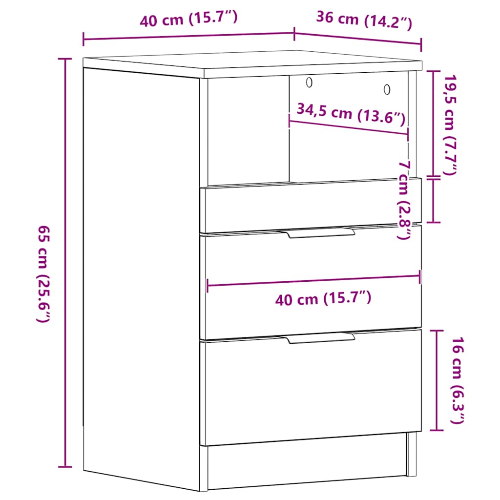 Bedside Cabinet Old Wood 40x36x65 cm Engineered Wood