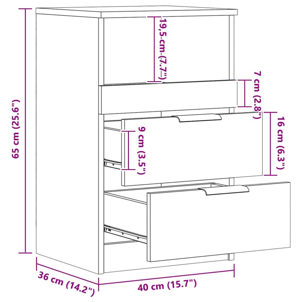 Bedside Cabinet Artisan Oak 40x36x65 cm Engineered Wood
