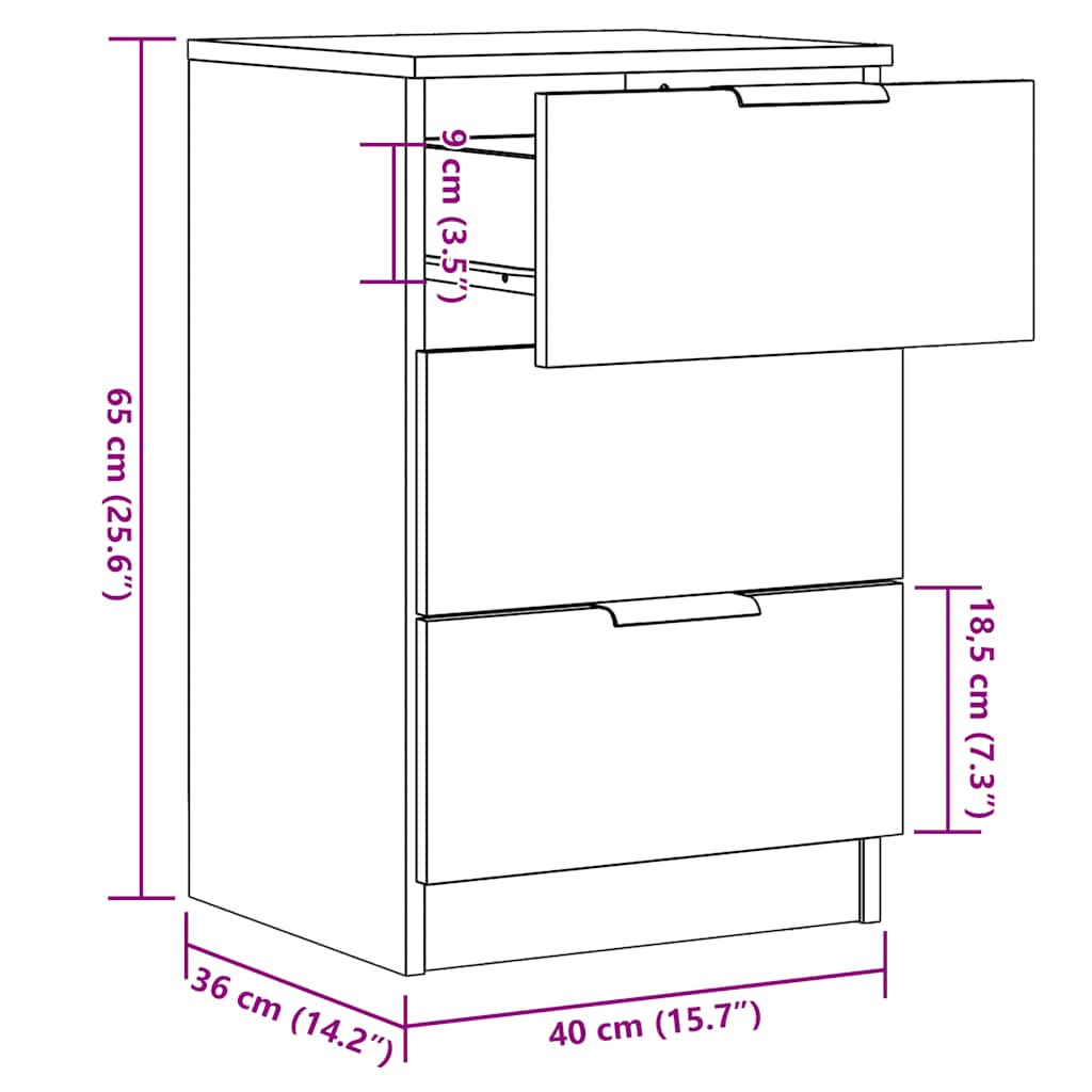 Bedside Cabinet Old Wood 40x36x65 cm Engineered Wood