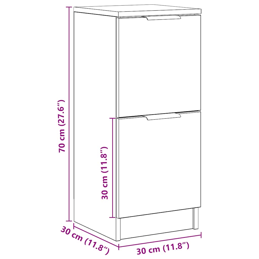Sideboards 2 pcs Artisan Oak 30x30x70 cm Engineered Wood