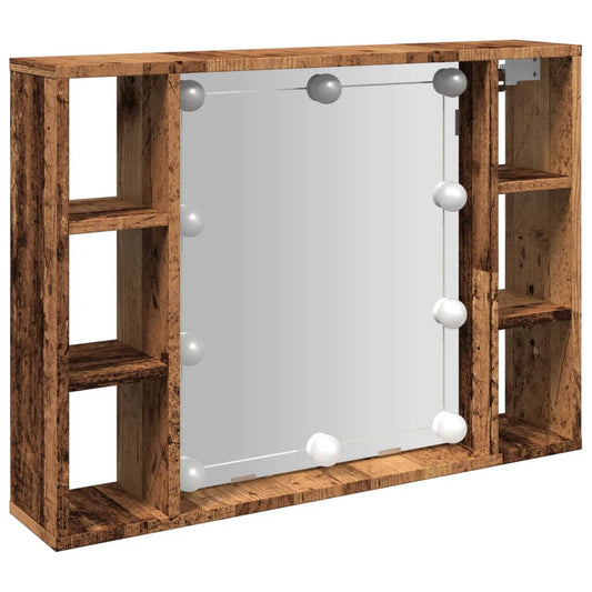 Mirror Cabinet with LED Old Wood 76x15x55 cm Engineered Wood Mirror Cabinet with LED Old Wood 76x15x55 cm Engineered Wood