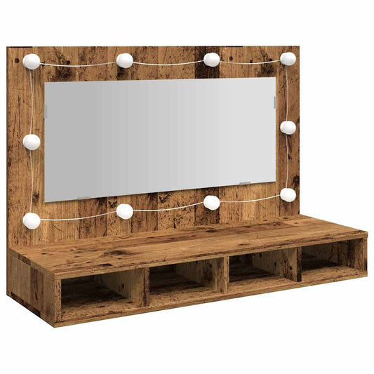 Mirror Cabinet with LED Old Wood 90x31.5x62 cm Mirror Cabinet with LED Old Wood 90x31.5x62 cm
