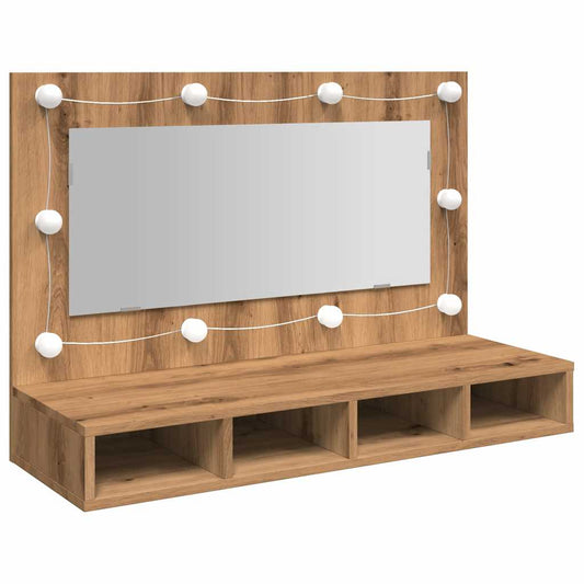 Mirror Cabinet with LED Artisan Oak 90x31.5x62 cm Mirror Cabinet with LED Artisan Oak 90x31.5x62 cm