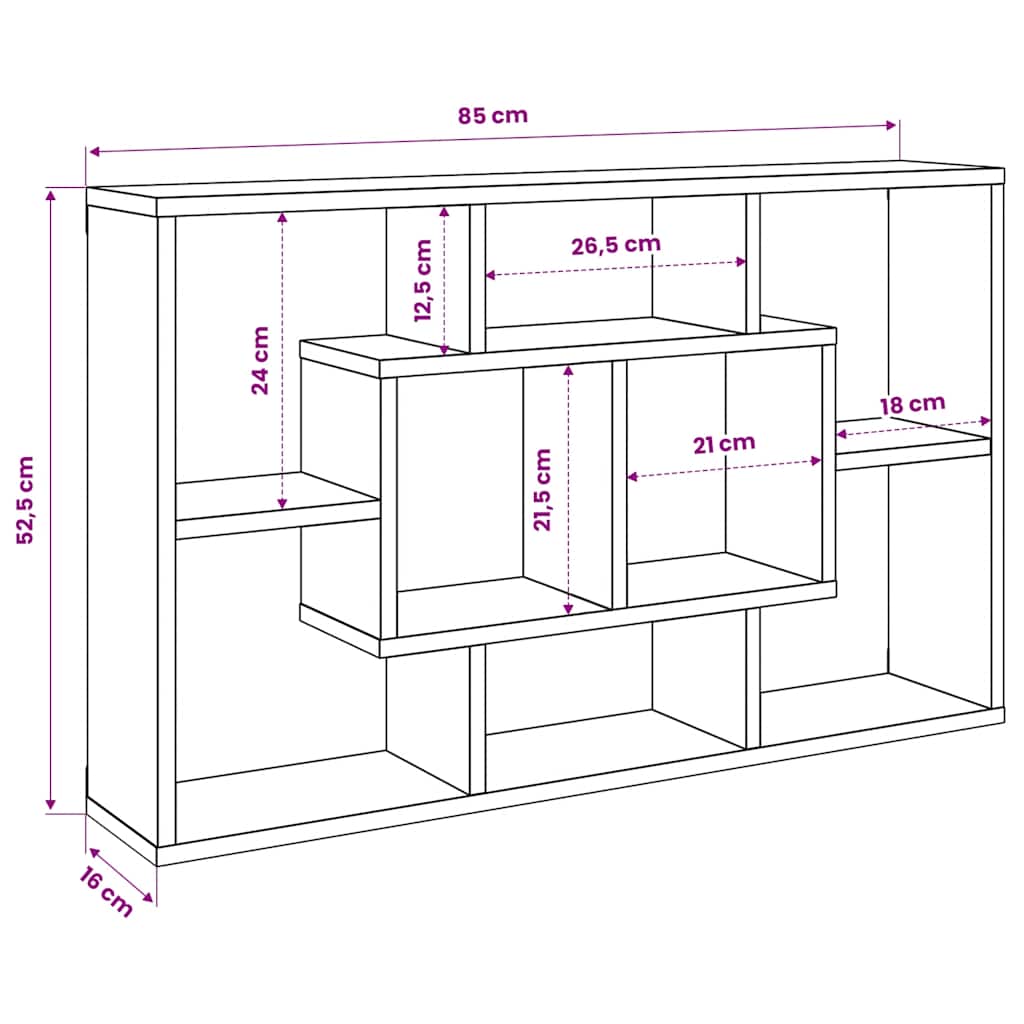 Wall Shelf Old Wood 85x16x52,5 cm Engineered Wood