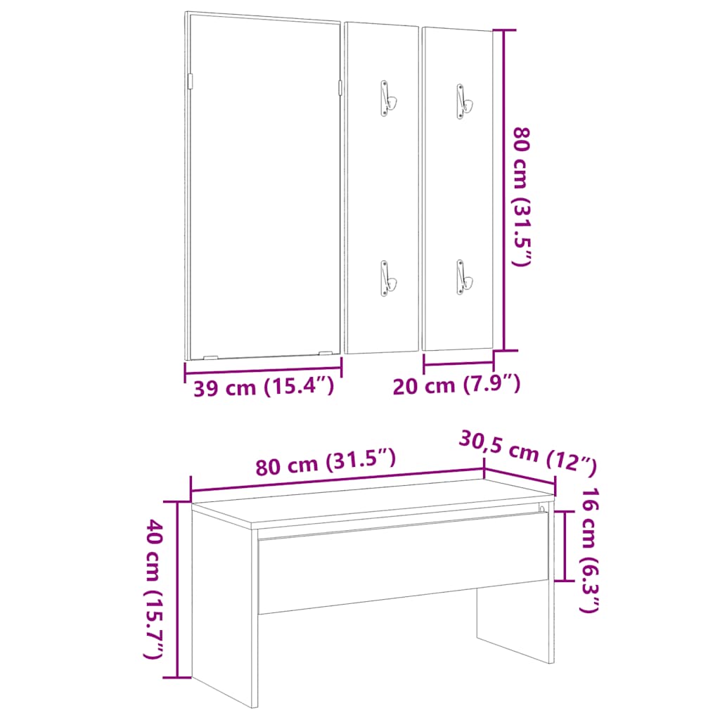 Hallway Furniture Set Old Wood Engineered Wood