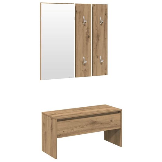 Hallway Furniture Set Artisan Oak Engineered Wood Hallway Furniture Set Artisan Oak Engineered Wood