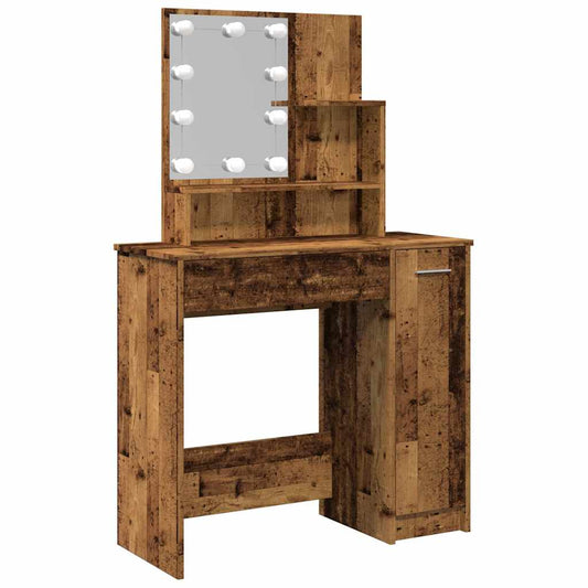 Dressing Table with LED Old Wood 86,5x35x136 cm Dressing Table with LED Old Wood 86,5x35x136 cm