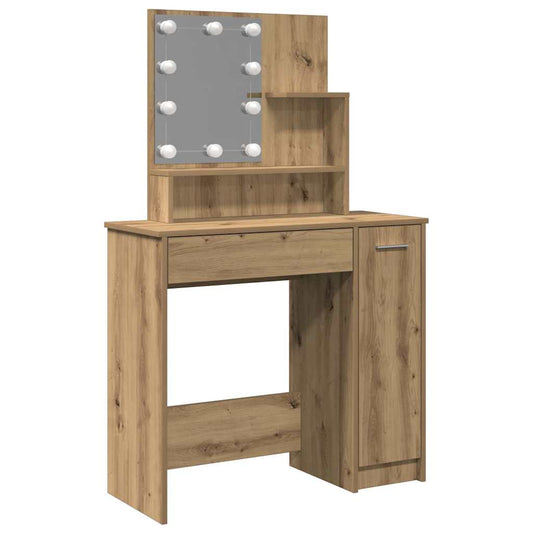 Dressing Table with LED Artisan Oak 86,5x35x136 cm Dressing Table with LED Artisan Oak 86,5x35x136 cm