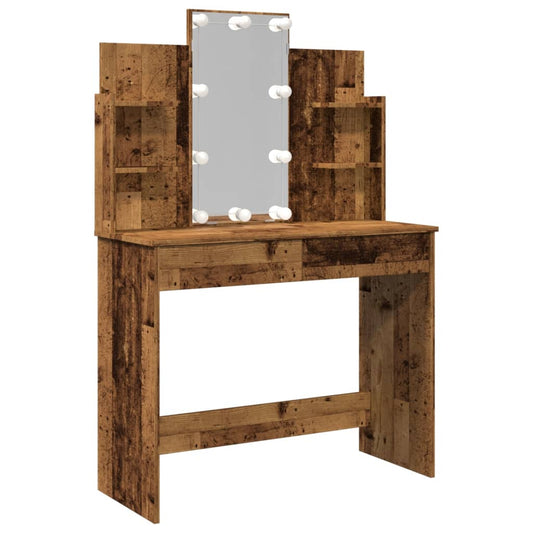 Dressing Table with LED Lights Old Wood 96x40x142 cm Dressing Table with LED Lights Old Wood 96x40x142 cm