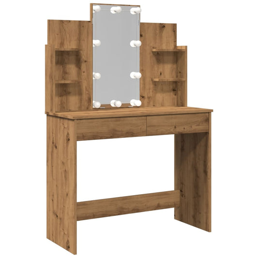 Dressing Table with LED Lights Artisan Oak 96x40x142 cm Dressing Table with LED Lights Artisan Oak 96x40x142 cm