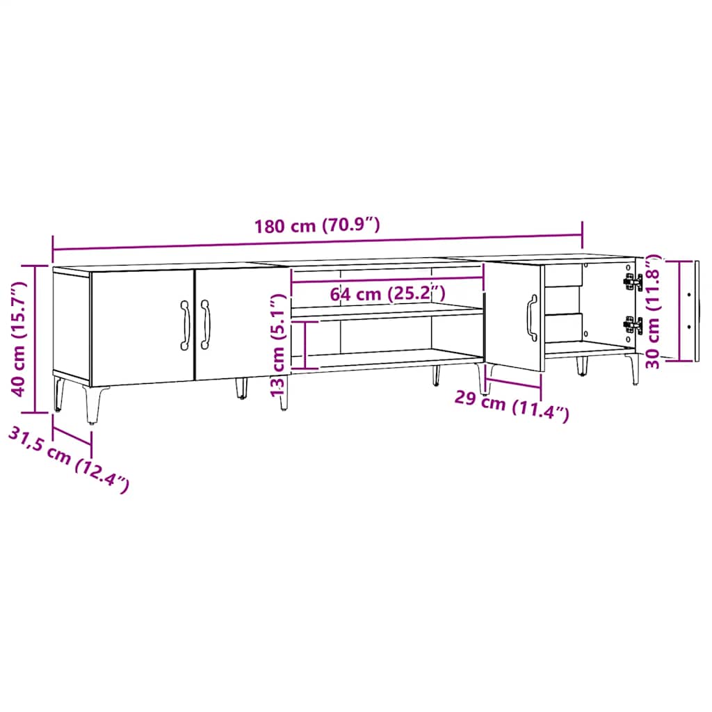TV Cabinet Artisian Oak 180x31,5x40 cm Engineered Wood