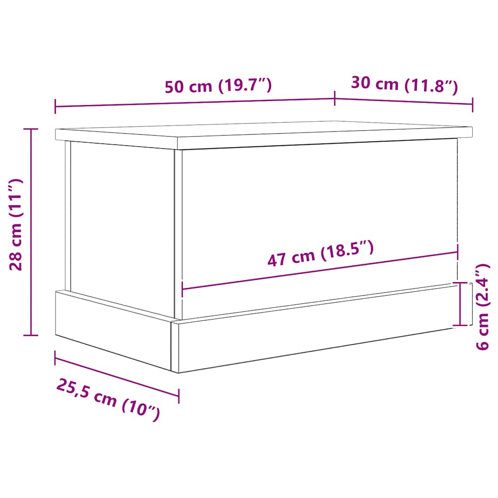 Storage Box Artisan Oak 30x50x28 cm Engineered Wood