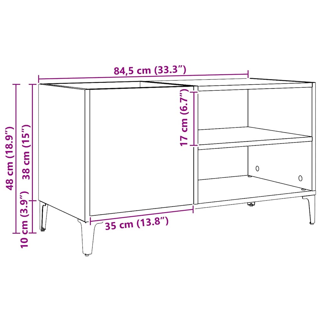 Record Cabinet Artisan Oak 84.5x38x48 cm Engineered Wood