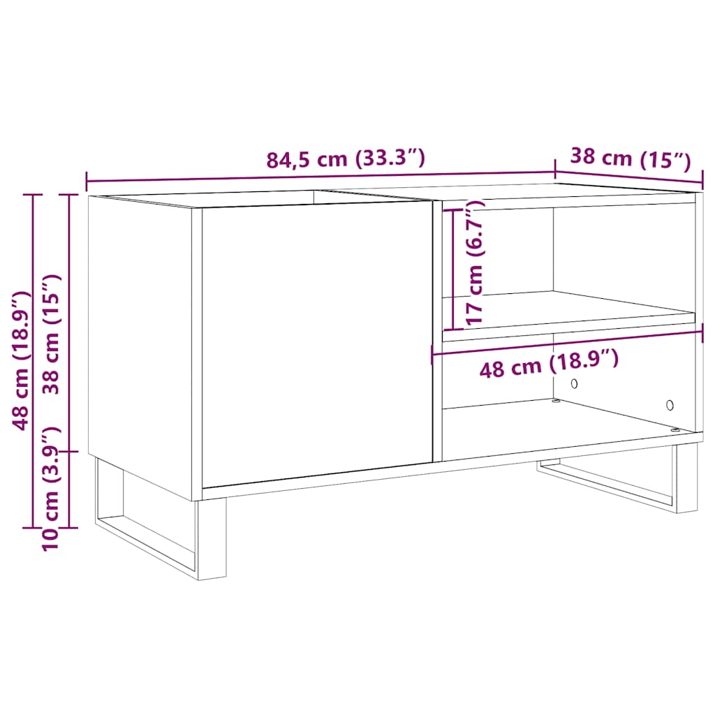 Record Cabinet Artisan Oak 84,5x38x48 cm Engineered Wood
