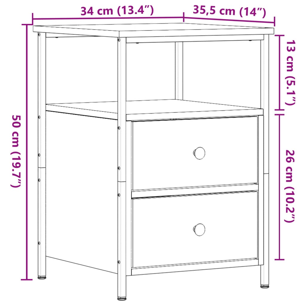 Bedside Cabinets 2 pcs Old Wood 34x35,5x50 cm Engineered Wood
