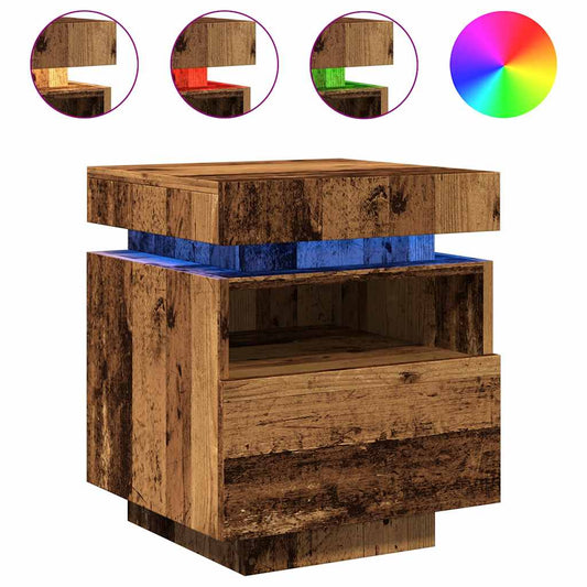 Bedside Cabinets with LED Lights 2 pcs Old Wood 40x39x48,5 cm Bedside Cabinets with LED Lights 2 pcs Old Wood 40x39x48,5 cm