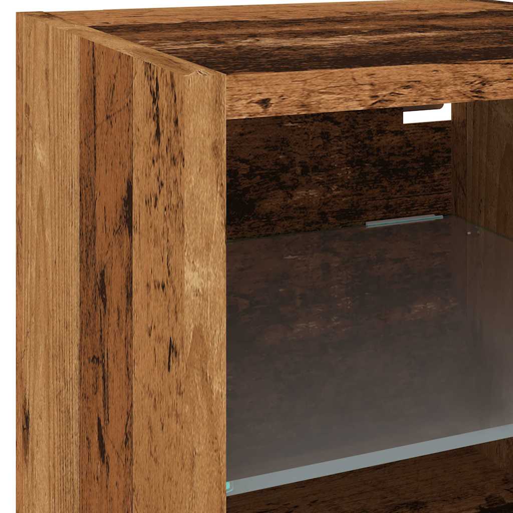 TV Wall Cabinet with LED Lights Old Wood 30x28.5x30 cm