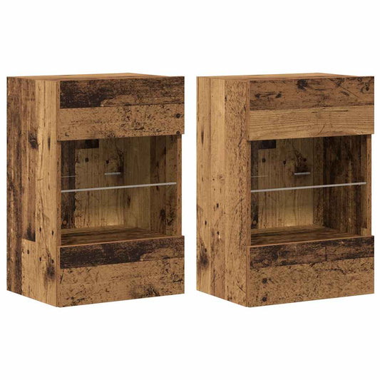 Wall Cabinets with LED Lights for TV 2 pcs Old Wood 40x30x60,5 cm Wall Cabinets with LED Lights for TV 2 pcs Old Wood 40x30x60,5 cm